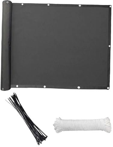 YGLONG Sichtschutz Balkon 24-teiliger Balkon-Sichtschutz, inklusive Kabelbinder, wetterfeste Windschutzscheibe, 3 x 0,9 m, for Terrasse, Veranda, Hinterhof, Geländer, Deck(Black)