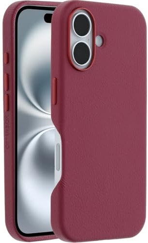 OtterBox Symmetry Series Cactus Leather MagSafe Case for iPhone 16, Shockproof, Drop proof, Protective Thin Case, 3x Tested to Military Standard, Red