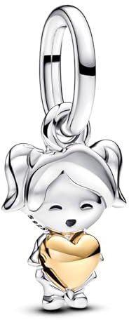 NUNUYAYA Charms Abaloriosde Cuentas Plata de Ley 925 con Circonita Cúbica Gold Girls Love Dangle Charms Colgante Compatible con Niña Mujer Europeo Pulsera Collar