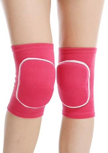 Baiyouli Tutore Ginocchio 2 Pezzi Spugna Ispessita Regolabile Ginocchiera Sportiva Adatta Ginocchiere Pallavolo Donna,Danza,Palestra,Protezione Ginocchiera per Artrosi Ginocchio(Rosa Rossa L)