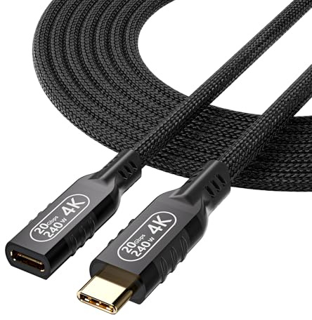 usb c extension cable 10ft/3M,usbc female to male,long usb c monitor cable，usb c video cable 4k，usb c extension cable 20gbps，240W PD Fast Charging Compatibility with thunderbolt 3 extension cable.
