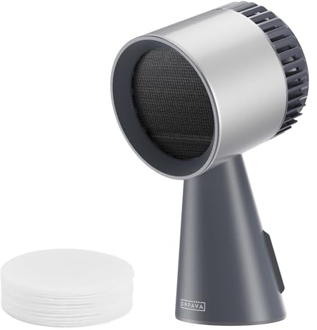 Empava Hotte de cuisine portable à 3 vitesses pour barbecue intérieur, marmite chaude et tasse à huile amovible, 13 filtres en coton de rechange, gris argenté