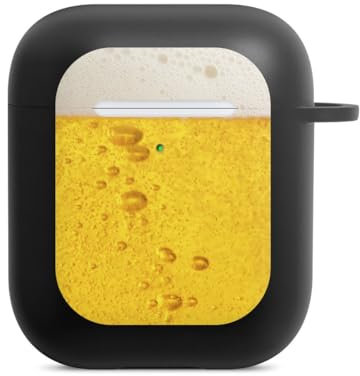 Hülle mit Karabiner kompatibel mit Apple AirPods (2. Generation) Case schwarz Schutzhülle mit Schlüsselanhänger Bier Trinken Festivals
