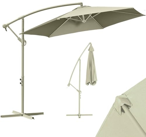 BAKAJI Ombrellone da Giardino Decentrato 3 x 3 Mt Palo in Metallo Chiusura a Leva Base a Croce Sistema Air Vent Arredamento Esterno Gazebo Piscina Giardino Terrazzo Ambienti Esterni