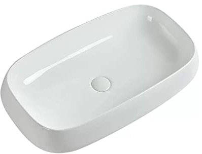 YHxFlux Lavabo Baño Fregadero Rectangular de cerámica de 28,3 x 16,5 for baño, Lavabo Blanco con desagüe emergente Lavabo sobre Encimera