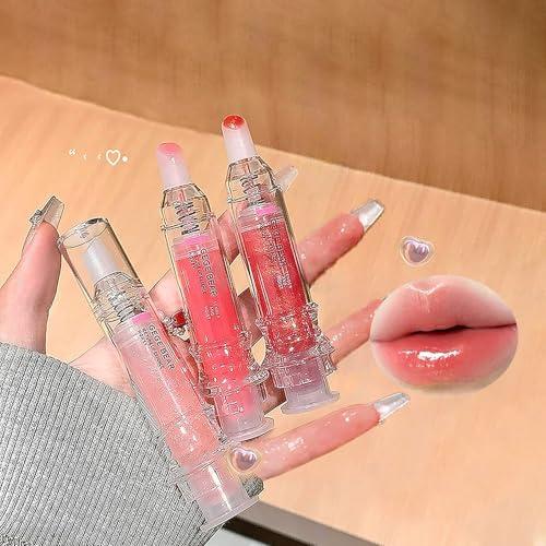 3 Colors Hydrating Lip Gloss Set, High Shine Glass Finish Glossy Smooth Soft Nourishing Jelly Lip Tint, Plumping Liquid Lipstick Lip Jelly for Women
