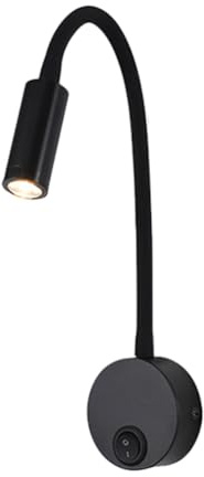 Osmond LED 3W Warm White 3000K Gooseneck Wall Lamp AC85-265V Wiring Type Bedside Lamp with Rotating Adjustable Spotlight Bedroom Bedside Study Room Hotel LED Night Light A
