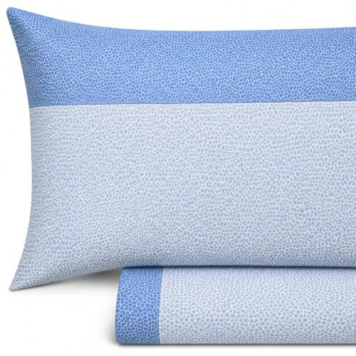 Vionara Home Completo Lenzuola in Flanella di Puro Cotone, Anti-pilling, Completo Letto Invernale in Morbido Caldo Cotone, Made in Italy (F140 - Azzurro, Matrimoniale)
