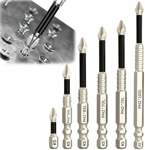 12-Piece Fixion Tools Magnetic Screwdriver Bits, Anti Slip Drill Bits with Magfixer 2025 K5 Impact Resistant Design, Non Slip Screwdriver Bits for Secure Fastening, 2.5 x 0.6 cm