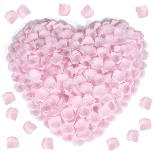 CERCTLA 1200 pcs Pink Rose Petals, Artificial Rose Flower, No-Taste Emulation Rose Petals for Romantic Scenes Wedding, Birthday, Confession Decoration, Party