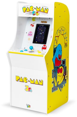 Arcade Classics Pac Man Jr Series Máquina independiente, 3 juegos, pantalla de cristal líquido de 8 pulgadas, juego de arcade para sótanos, garajes o salas de juegos