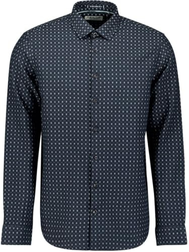 NO EXCESS Hemd Jacquard Musterdruck Marine - Grösse - Herren - Regular Fit - Baumwolle
