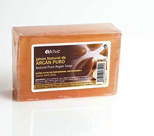 Ejove Natural Argan Seife 125 g | Handgemachte Naturseife mit Bio Arganöl | Feuchtigkeitsspendende Zitronenduft Seife für Gesicht und Körper | Regenerierende Hautpflege für trockene und sensible Haut