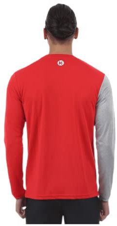 Kempa Men Core 2.0 Long Sleeve Shirt - Red/Dark Grey Melange, 3X-Large