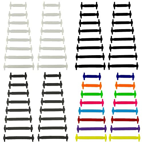 Lacci per Scarpe Adulti, 4 Tipi Easy Tie Lacci Delle Scarpe no Tie Lacci Delle Scarpe Comodo Impermeabile Quick Tie Lacci per le Scarpe da Donna Uomo 64 Pezzi