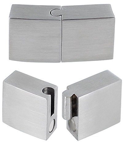 Auroris - Flacher Magnetverschluss aus Edelstahl matt-Optik - Loch: 10x3mm / 5 Stück
