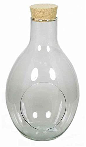 innaGLAS Vase Terrarium en Verre VINELLA, Couvercle en liège, Ouverture latérale, Transparent, 31cm, Ø 7cm/Ø 18cm - Vase Rond