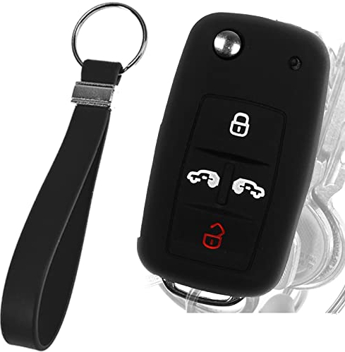 Klapp Schlüssel Hülle Tag Schwarz Kompatibel mit VW Multivan Sharan T6 Caddy Seat Alhambra