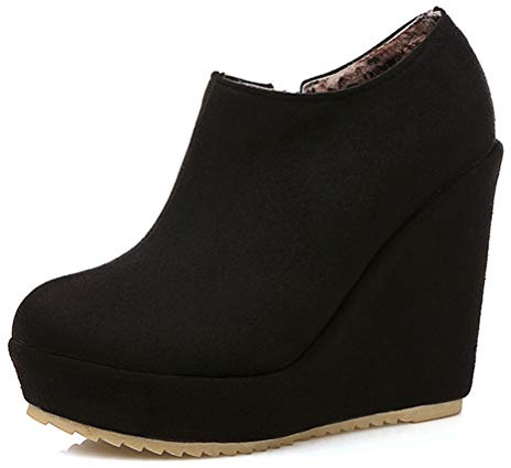 Toride Stivali a zeppa per Donna tacchi alti plateau casual elegante stivali corti autunno pompe rotonde stivali alla caviglia toe