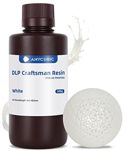 DLP Craftsman Resin, ANYCUBIC 3D Drucker Resin, Hohe Precision von 365-405nm UV Photopolymer 3D Harz, Schnell härtende 3D-Druckflüssigkeiten für Photon Ultra LCD DLP Resin 3D Drucker, Weiß 500g
