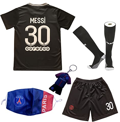 DMDMK Paris Messi #30 2021/2022 Third Trikot Shorts und Socken Kinder und Jugend Größe (Third, 30 (13-14 Jahre))