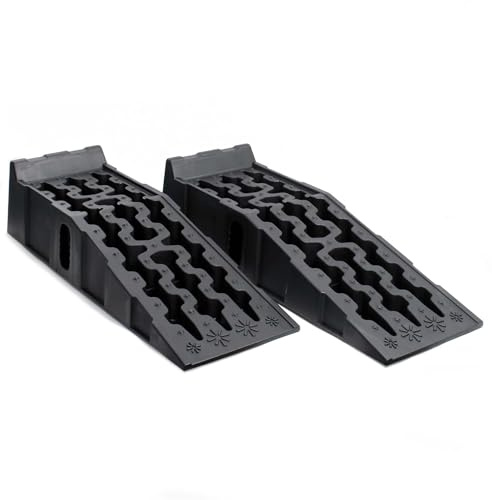 Wiltec Auffahrrampen rutschfest 2 Stück aus Kunststoff bis 6 t Autorampe Pkw Auto Kfz Rampe