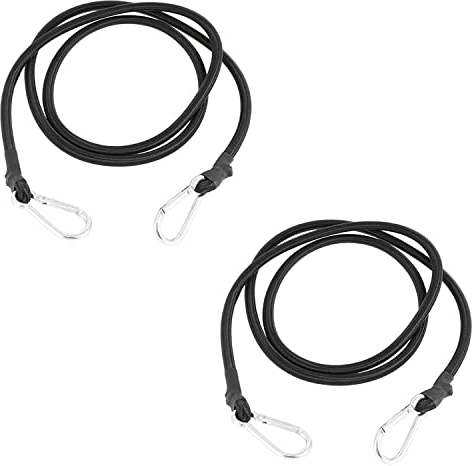 DRERIO 2 Stück 2 m Bungee-Seile mit Karabiner schwarz extra Lange Bungee-Seile mit Haken strapazierfähige elastische Seile Bungee-Gurte Gepäckspanner für Camping Fahrräder Gepäck Dachträger Motorrad