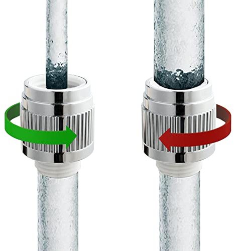 LAXARA® | Wassersparer für Dusche Chrom | Einstellbar von 0,1-23 l/min. | Passend nahezu für alle Handbrausen, Duscharmaturen & Duschköpfe | Installation ohne Werkzeug | Durchflussbegrenzer Dusche