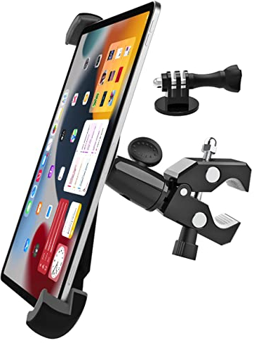 phichy Bike Tablet Holder with 360° iPad Camera Mount, Tablet Mount for Spin Exercise Bicycle, Stroller, Treadmill, Mic Stand Clamp for iPad Pro/Air, Galaxy Tabs, 9.5-14.5 Tablets, Gopro, Camera
