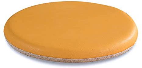 ZIBENE Stuhlkissen Rund 35cm, Sitzkissen Stuhl Dicke Polsterung, Stuhlkissen 35x35 Ohne BäNder, Wasserdicht Leder Sitzpolster Gartenstuhl Outdoor SonnenbestäNdig Keine Notwendigkeit Zu Waschen Gelb