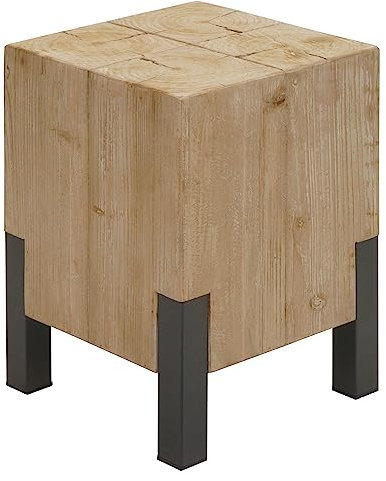 Mendler Hocker HWC-L76, Sitzhocker Holzhocker, Industrial Metall Massiv-Holz MVG-Zertifiziert, Natur