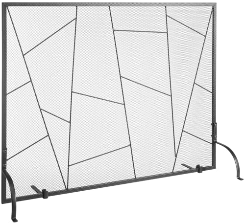 VEVOR Fireplace Screen Single Panel, Sturdy Iron Mesh Fireplace Screen, 906(L) x720(H) MM Spark Guard Cover, Simple Installation, Free Standing Fire Fence Grate for Living Room Home Decor Modern