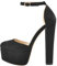 MissHeel Plateau Mary Janes Blockabsatz Schnallen High Heels Schwarz Faux Suede EU 45