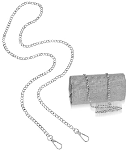 Kettenriemen für Tasche, 120 cm Taschenkette Metall Kette Trageriemen für Handtaschen Schulterriemen Kette Trageriemen Handtaschenketten für DIY Tasche Damen Umhängetasche Ersatzkette(Silber)