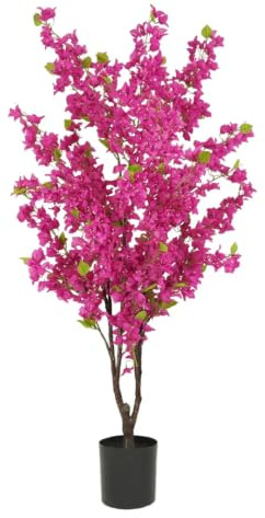 Ligne Déco - Bougainvillier Artificiel Fuchsia 175cm | Plante Artificielle Pot Noir Intérieur Imitation Terre | Decoration Maison Élégante et Réaliste | Fausse Plante Bougainvillier Interieur