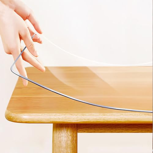 TMGJShd Película Protectora de Mesa de PVC Engrosada, Cubierta Protectora Impermeable para Mantel Doméstico, Ideal para Uso en Interiores Y Exteriores. (Transparente, 2mm - 70 x 120 cm Rectangle)