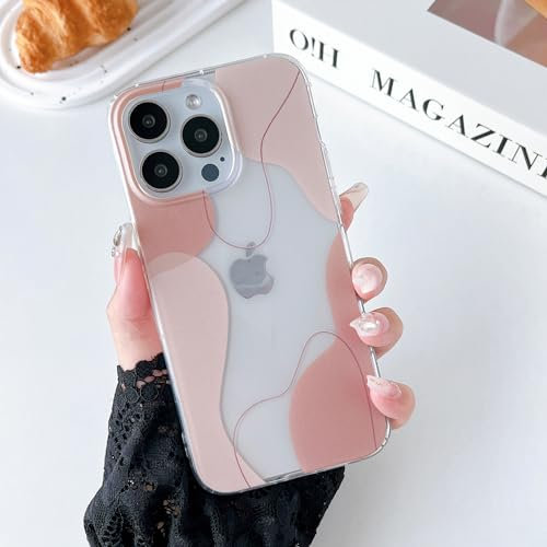 DEFBSC Compatible with iPhone 15 Pro Max Case, Transparent Color Mix Aesthetic Design Soft TPU Bumper Slim Thin Shock-Absorbing Protective Phone Cover - Brown