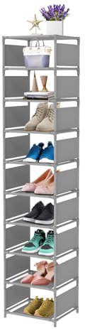 esonstyle 10 Ebenen Schuhregal schmal Metall Schuhregal für 10 Paare hoch schuhablage Platz Sparen Schuhaufbewahrung für Wohnzimmer Eingangsbereich Flur und Garderobe