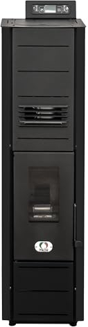 STUFE A PELLET ITALIA Colonna 10 KW | Pelletöfen Effizienz 85% Heizt 80m² Superkompaktes Design Programmierbar 5 Geschwindigkeiten und Leistungsstufen 24 Monate Garantie Schwarz