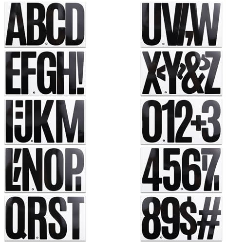 10 Sheets 6 Inch Letters Number Stickers,Large Black Alphabet Sticker for Mailbox,House,Cars,Trucks,Bulletin Board,Ship,Garden