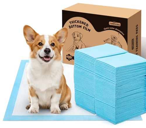 Nobleza Trainingspads für Hunde und Welpen, 60x60cm PIPI Matten für Hunde, 100 Stück Saugfähige Wickelunterlage Einweg und Inkontinenzunterlage Einweg mit 5-Lagiges Design