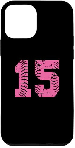 Custodia per iPhone 12 mini Baseball Softball Rosa Numero #15