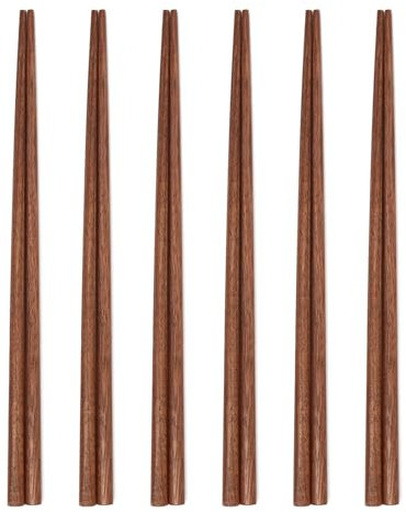 UPTALY 6 Pairs Black Walnut Wood Chopsticks (7.3 inch / 19 cm), Pointed Head, Short, Small, Minimalism, Natural Reusable Chop Sticks Set, for Japanese Cuisine, Sushi, Fish, Rice, Noodles, Dumplings