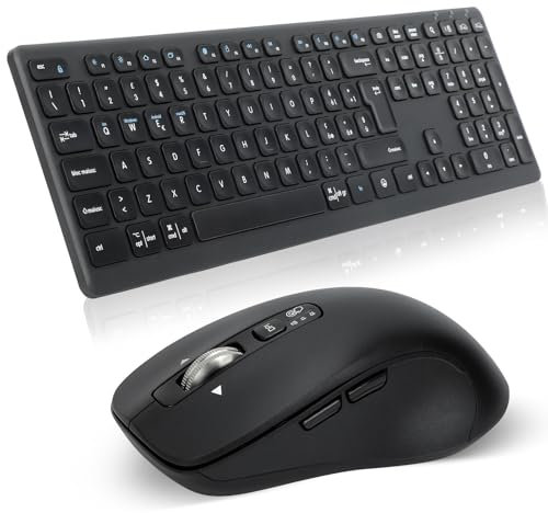CITLLA Combinazione wireless di tastiera e mouse M9300, ricevitore USB 2-in-1 e due Bluetooth, tastiera silenziosa multi dispositivo, adatta per computer, laptop, uffici e lavoro