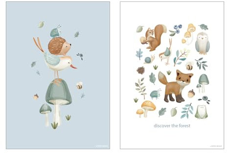 Little Dutch PW10244030 Poster A3 2 bedruckte Seiten Forest Wonders - Forest Friends