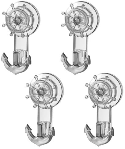 Zouboto 4-Pack Saugnapf Haken Set Ohne Bohren,Saughaken Extra Stark für Handtuchhaken,Wandhaken,Fenster Glas Bad Küche Badezimmer,Transparentes Grau