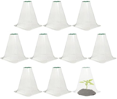 Buerfu 10 Stück Pflanzenhut, Pflanzhilfe, Schutz Überwinterung Pflanzenschutz Vor Schnecken Und Vögel Ganzjährig Minigewächshaus