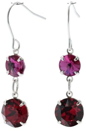 pewterhooter London Collection Women's 925 Sterling Silver Drop Earrings (Fuchsia, Ruby red)