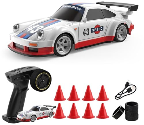 Vefacion Mini RC Drift Auto 1:43, 2,4 GHz, 15 km/h, ferngesteuert mit Licht | RC-Rennauto im Maßstab 1:43 für Drift- und Fahrspaß, mit 2,4-GHz-Fernsteuerung und Licht; Geschwindigkeit: 15 km/h