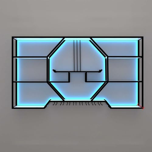FYRDTNG Étagère à vin murale, étagères LED, style chinois, casier à vin mural for bouteilles de vin, décoration et rangement for la cuisine et la salle à manger, doré/noir(Black,280cm/110.3in)